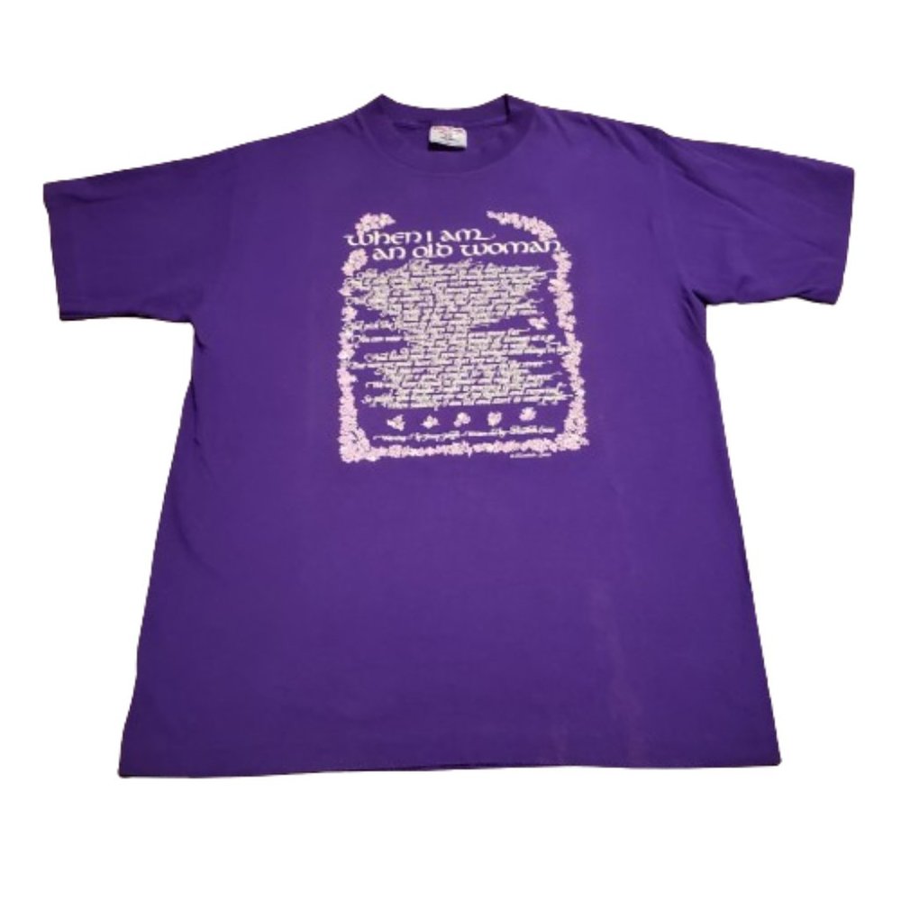 Vintage Softee Elizabeth Lucas Quote T-Shirt Purple Women's Large L Made in USA